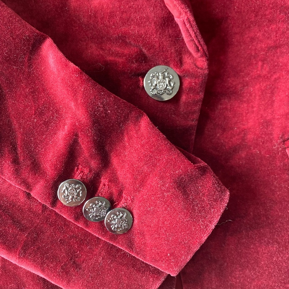 WHBM Burgundy Velvet Blazer Single Button Notch Lapel Fitted Velvet Jacket 4P - Picture 8 of 15
